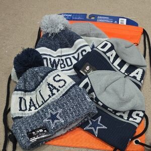 NFL  Dallas Cowboys Beanie Set - Navy and Gray